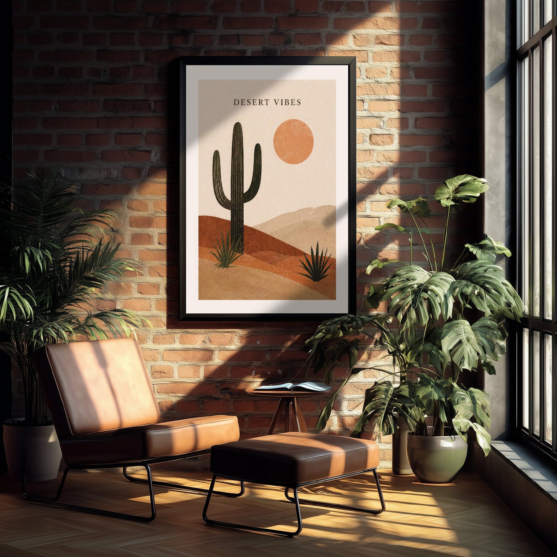 Desert Vibes Art Print - Boho Cactus Poster - Saguaro Desert Illustration - Terracotta Wall Art V1 2/3