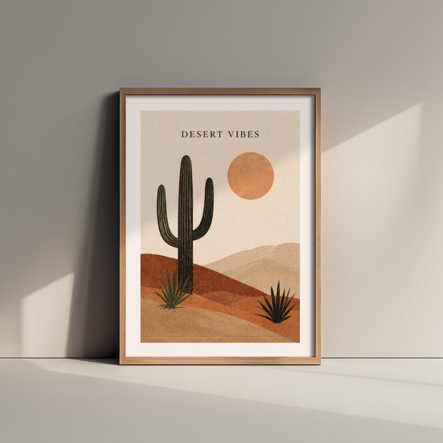 Desert Vibes Art Print - Boho Cactus Poster - Saguaro Desert Illustration - Terracotta Wall Art V1 2/3