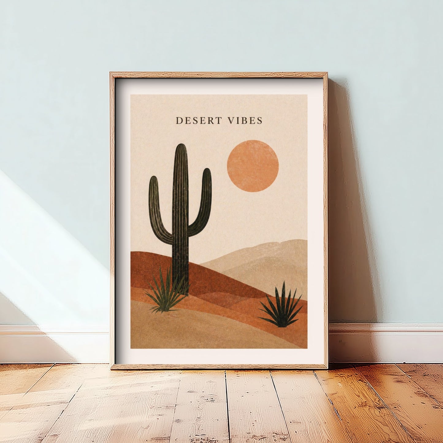 Desert Vibes Art Print - Boho Cactus Poster - Saguaro Desert Illustration - Terracotta Wall Art V1 2/3
