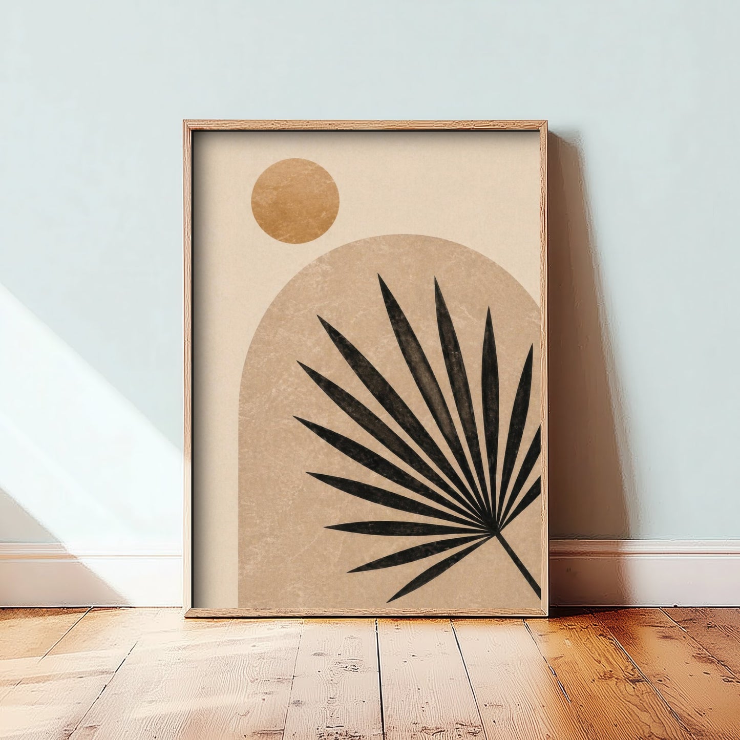 Boho Palm Leaf Art Print - Abstract Arch Poster - Earthy Botanical Illustration - Neutral Wall Art V1 3/3