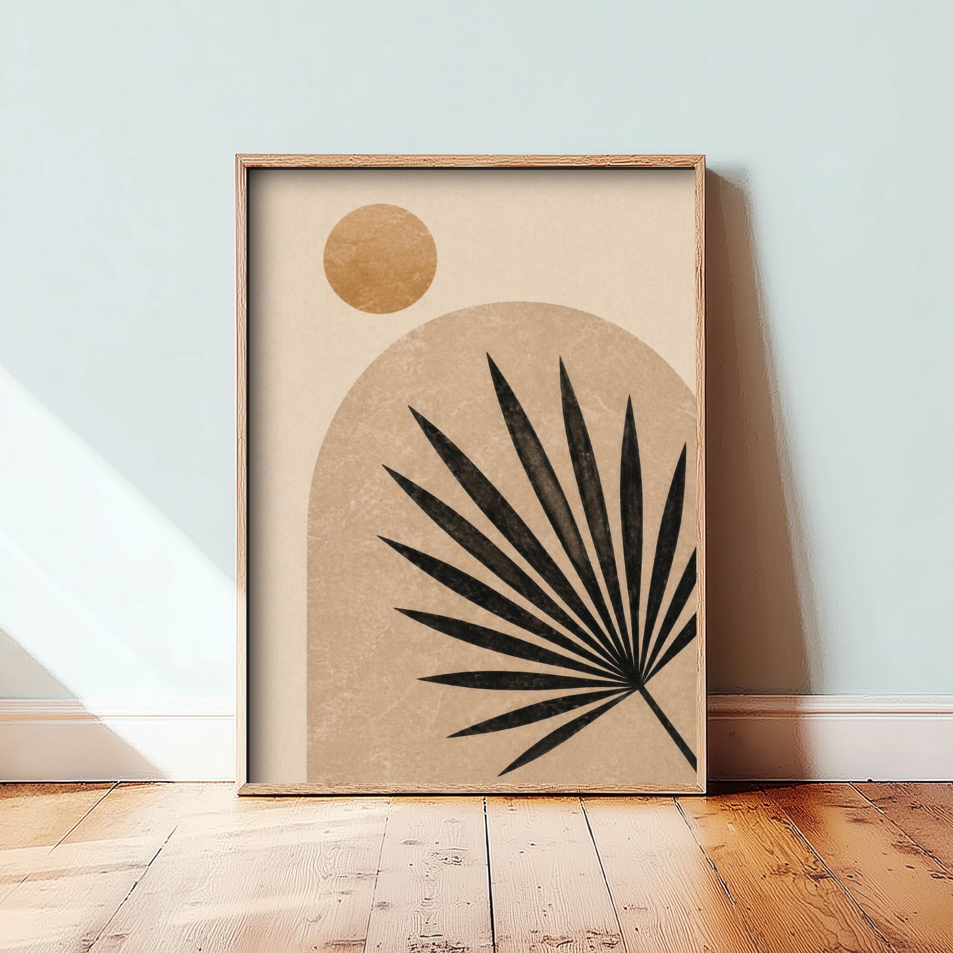Boho Palm Leaf Art Print - Abstract Arch Poster - Earthy Botanical Illustration - Neutral Wall Art V1 3/3