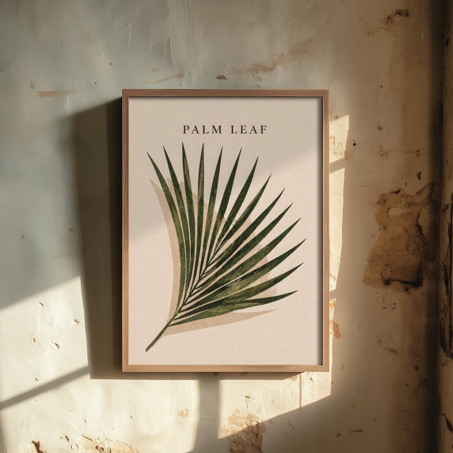 Palm Leaf Art Print - Boho Botanical Poster - Minimalist Leaf Illustration - Earthy Green Wall Art V2 1/3