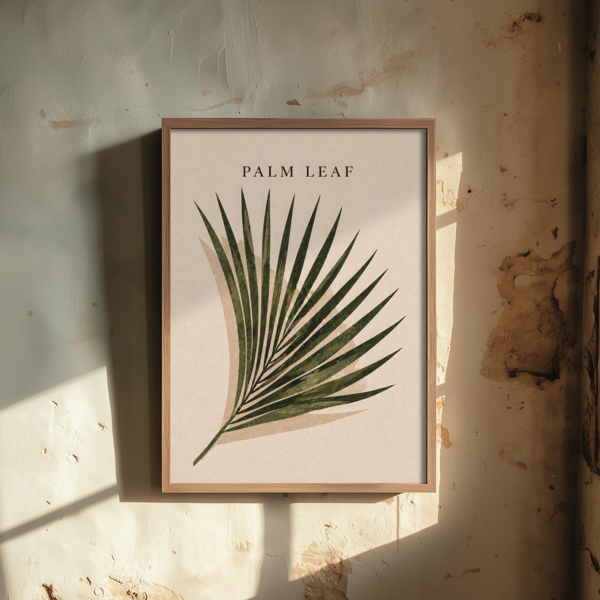 Palm Leaf Art Print - Boho Botanical Poster - Minimalist Leaf Illustration - Earthy Green Wall Art V2 1/3