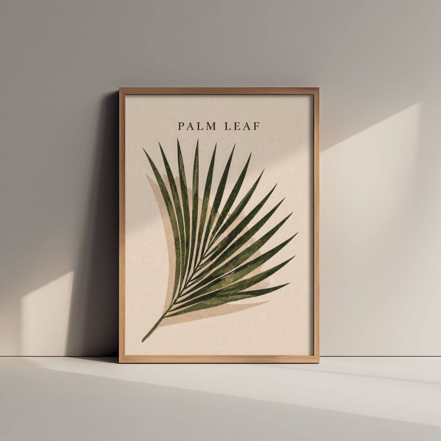 Palm Leaf Art Print - Boho Botanical Poster - Minimalist Leaf Illustration - Earthy Green Wall Art V2 1/3