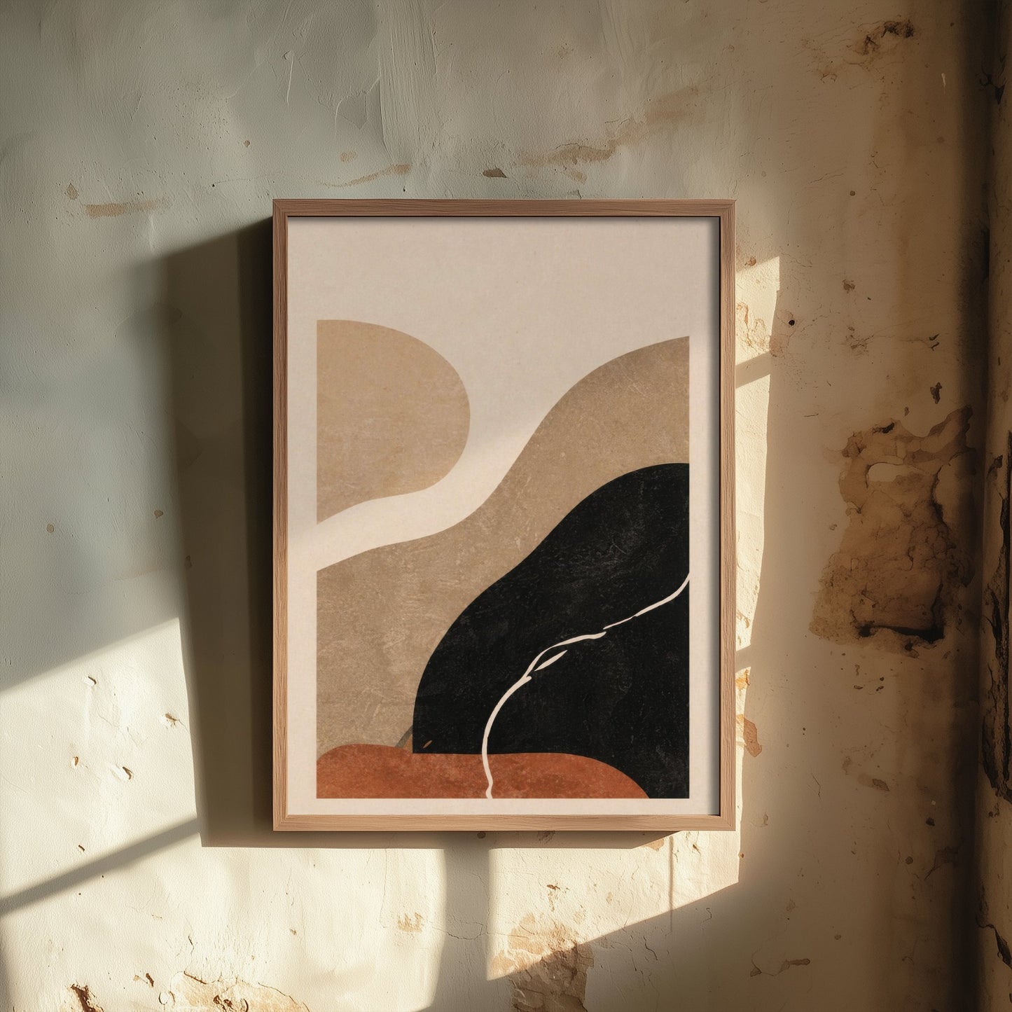 Boho Abstract Art Print - Organic Shapes Poster - Earthy Minimalist Illustration - Neutral Wall Art V2 2/3