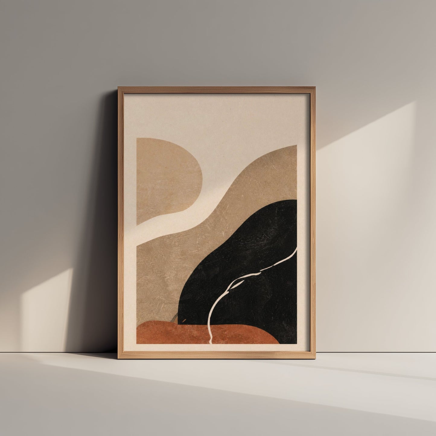 Boho Abstract Art Print - Organic Shapes Poster - Earthy Minimalist Illustration - Neutral Wall Art V2 2/3