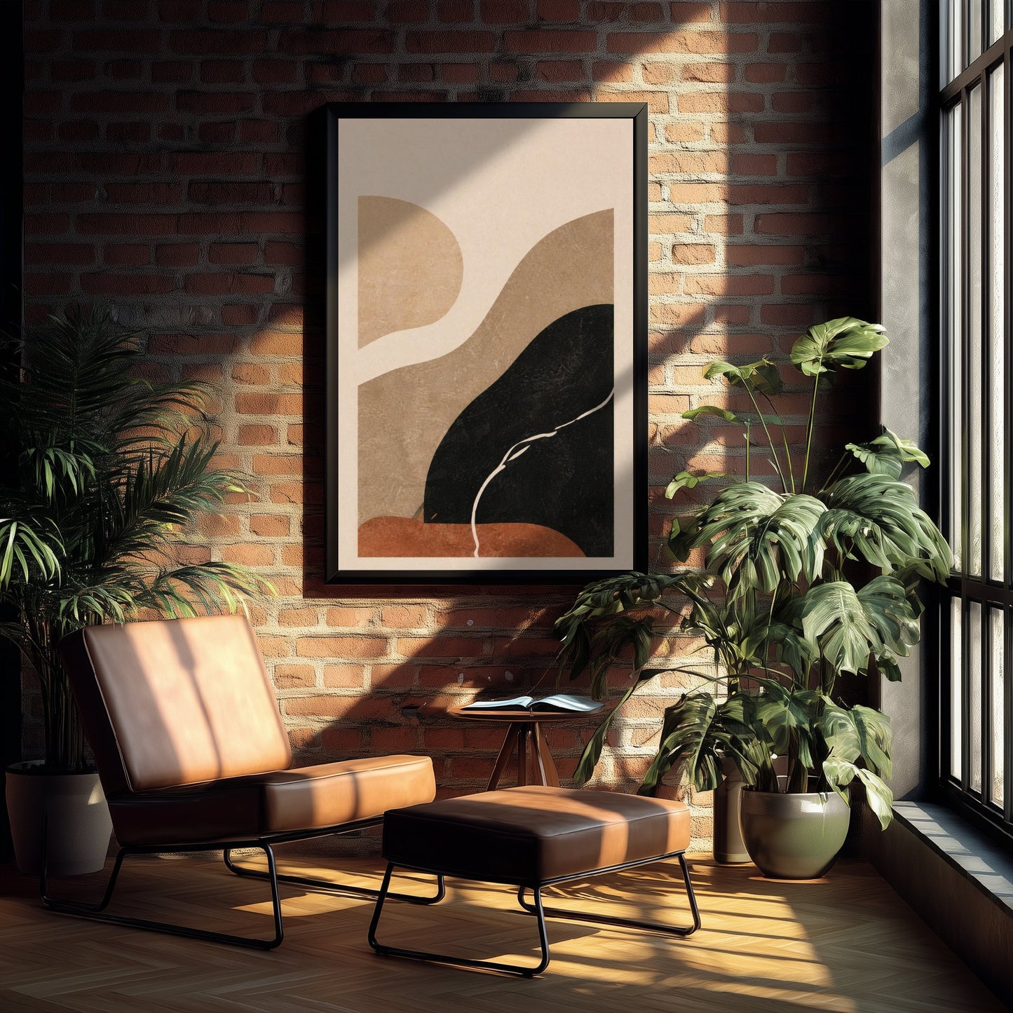 Boho Abstract Art Print - Organic Shapes Poster - Earthy Minimalist Illustration - Neutral Wall Art V2 2/3