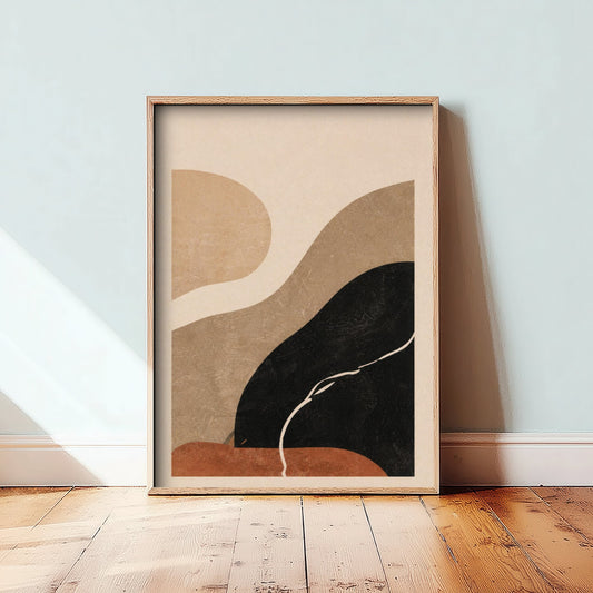 Boho Abstract Art Print - Organic Shapes Poster - Earthy Minimalist Illustration - Neutral Wall Art V2 2/3