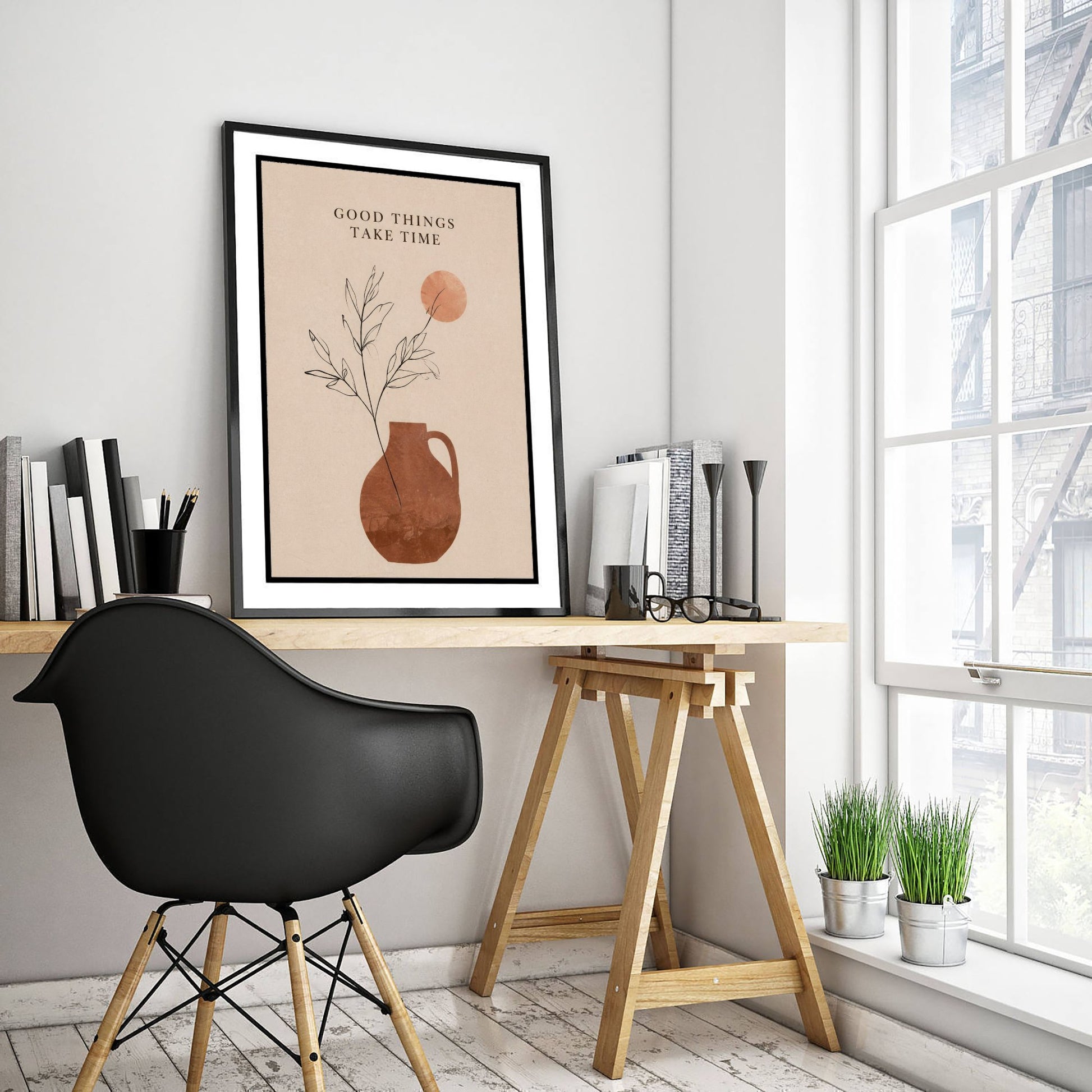 Good Things Take Time - Boho Quote Art Print - Terracotta Vase Poster - Line Art Illustration V2 3/3