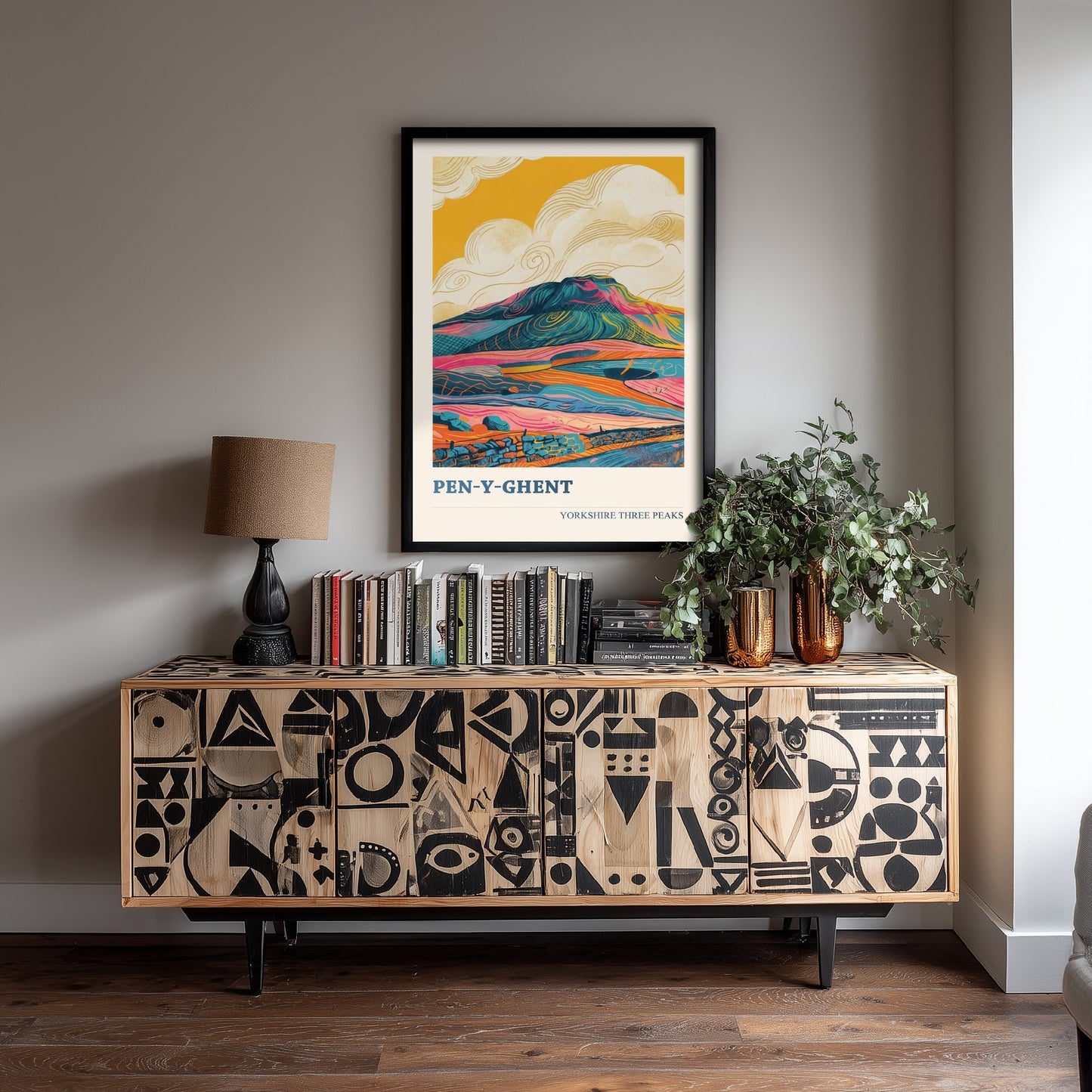 Pen y Ghent Travel Poster - Yorkshire Three Peaks Art Print - Vibrant Mountain Painting - Dales Landscape V2 1/3