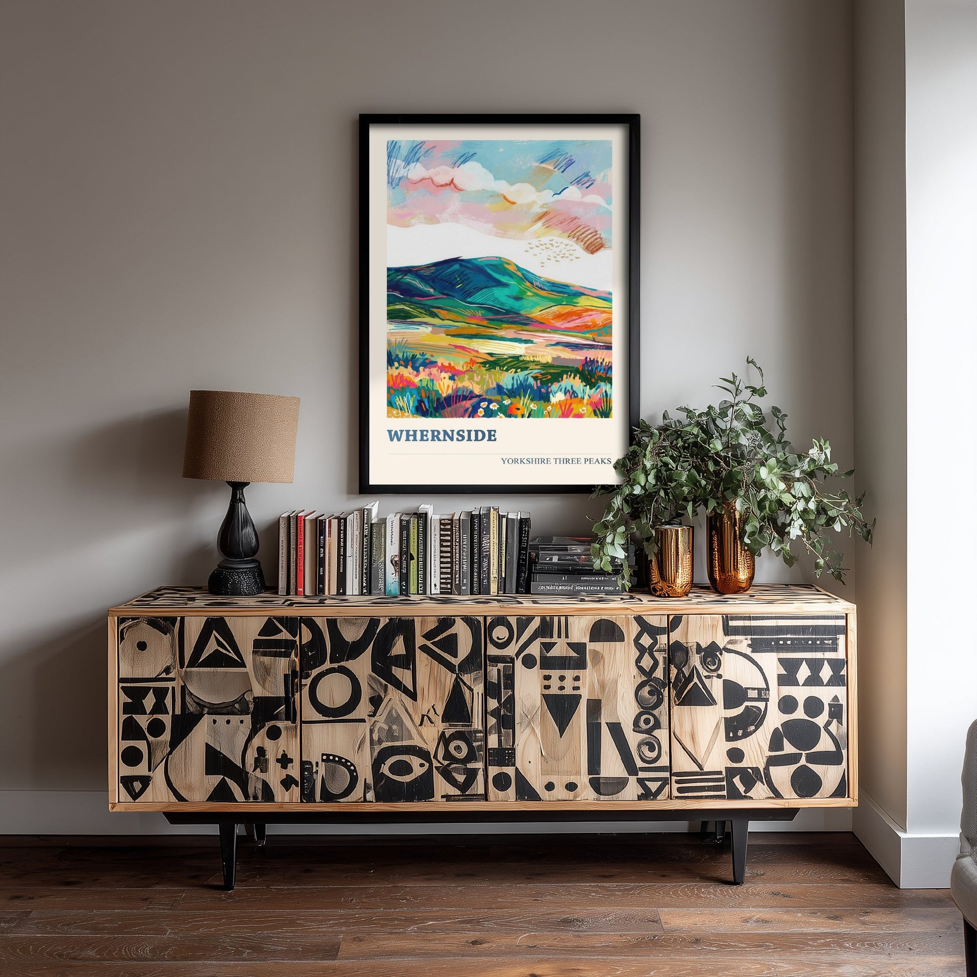 Whernside Travel Poster - Yorkshire Three Peaks Art Print - Vibrant Mountain Painting - Dales Landscape V2 2/3