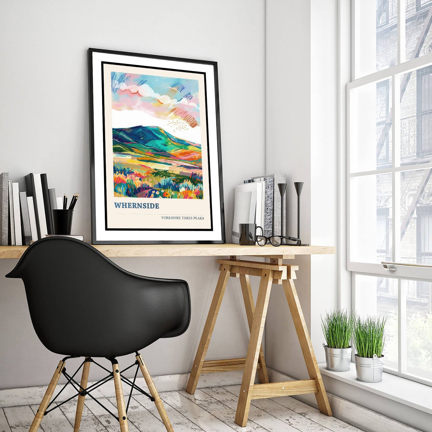 Whernside Travel Poster - Yorkshire Three Peaks Art Print - Vibrant Mountain Painting - Dales Landscape V2 2/3