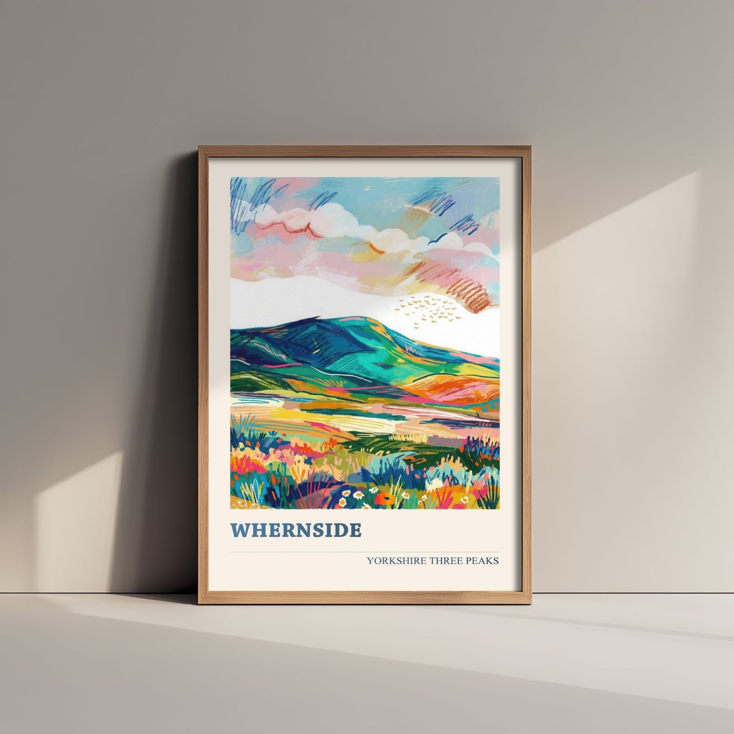Whernside Travel Poster - Yorkshire Three Peaks Art Print - Vibrant Mountain Painting - Dales Landscape V2 2/3