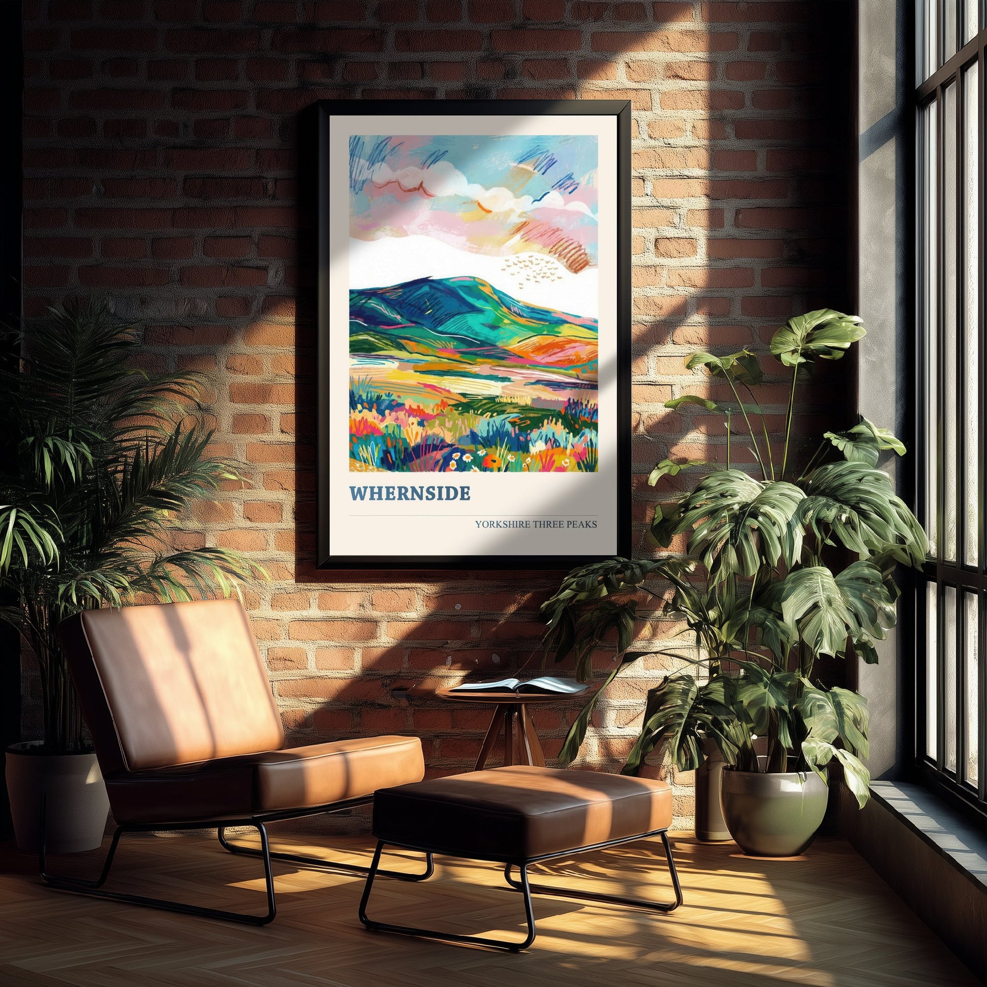 Whernside Travel Poster - Yorkshire Three Peaks Art Print - Vibrant Mountain Painting - Dales Landscape V2 2/3