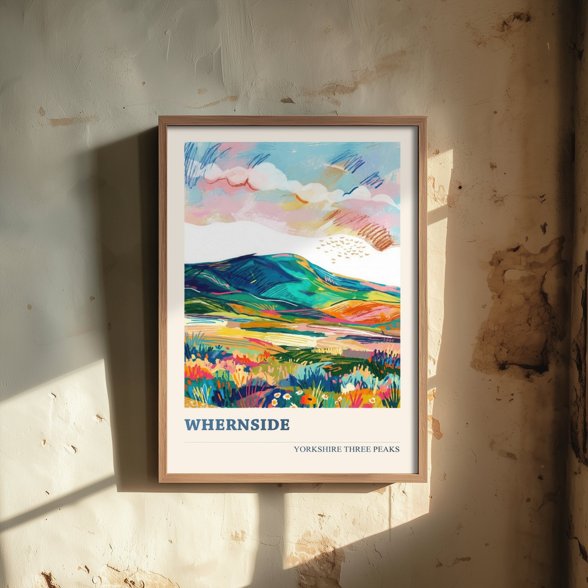 Whernside Travel Poster - Yorkshire Three Peaks Art Print - Vibrant Mountain Painting - Dales Landscape V2 2/3