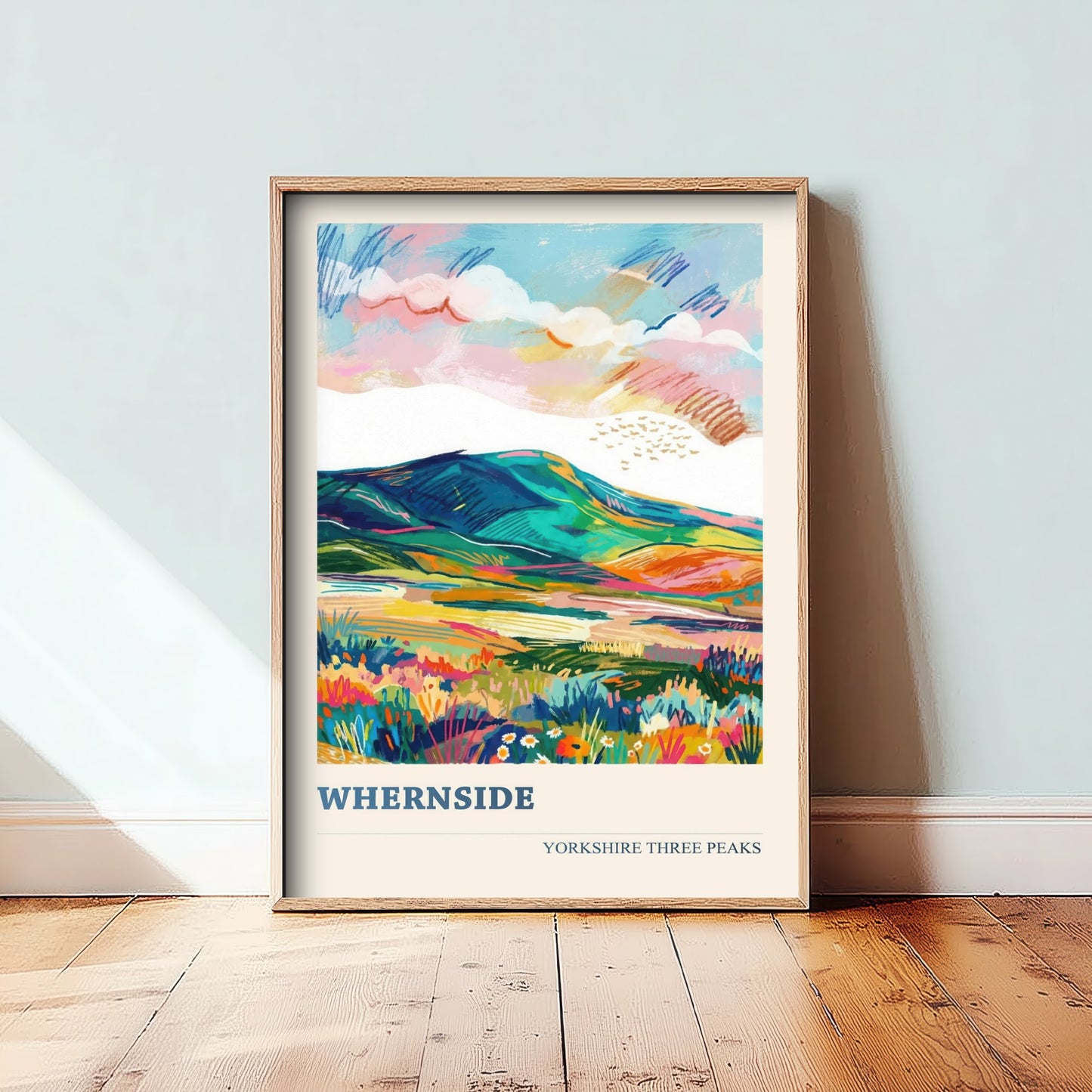Whernside Travel Poster - Yorkshire Three Peaks Art Print - Vibrant Mountain Painting - Dales Landscape V2 2/3