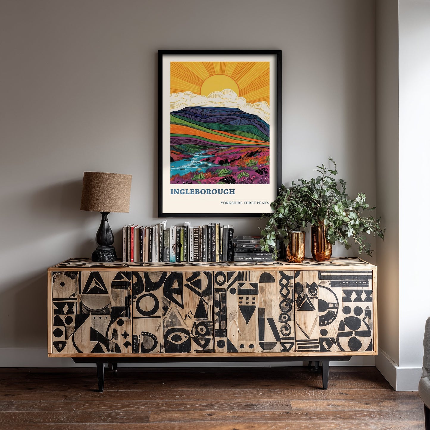 Ingleborough Travel Poster - Yorkshire Three Peaks Art Print - Vibrant Mountain Painting - Sunrise Landscape V2 3/3