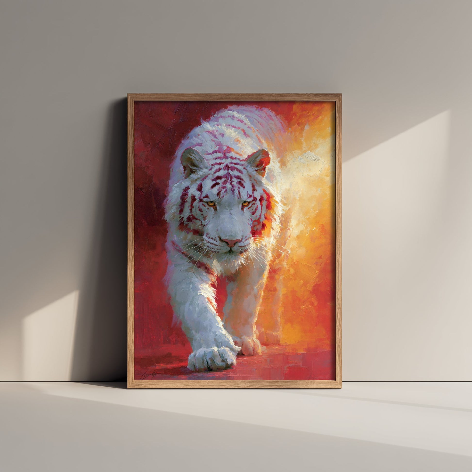 White Tiger Art Print - Big Cat Painting - Wildlife Poster