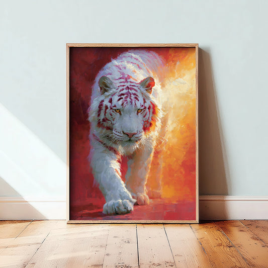 White Tiger Art Print - Big Cat Painting - Wildlife Poster