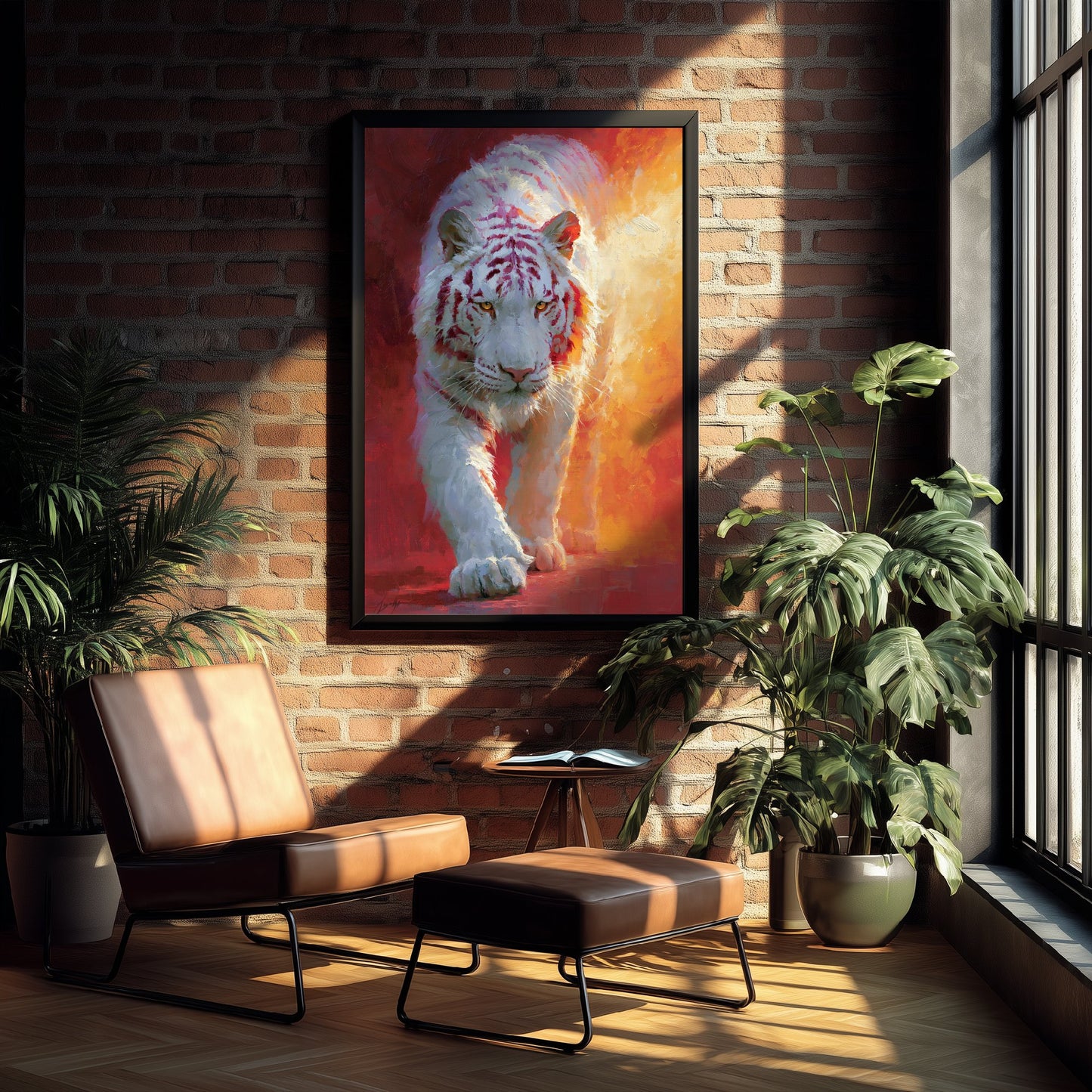 White Tiger Art Print - Big Cat Painting - Wildlife Poster