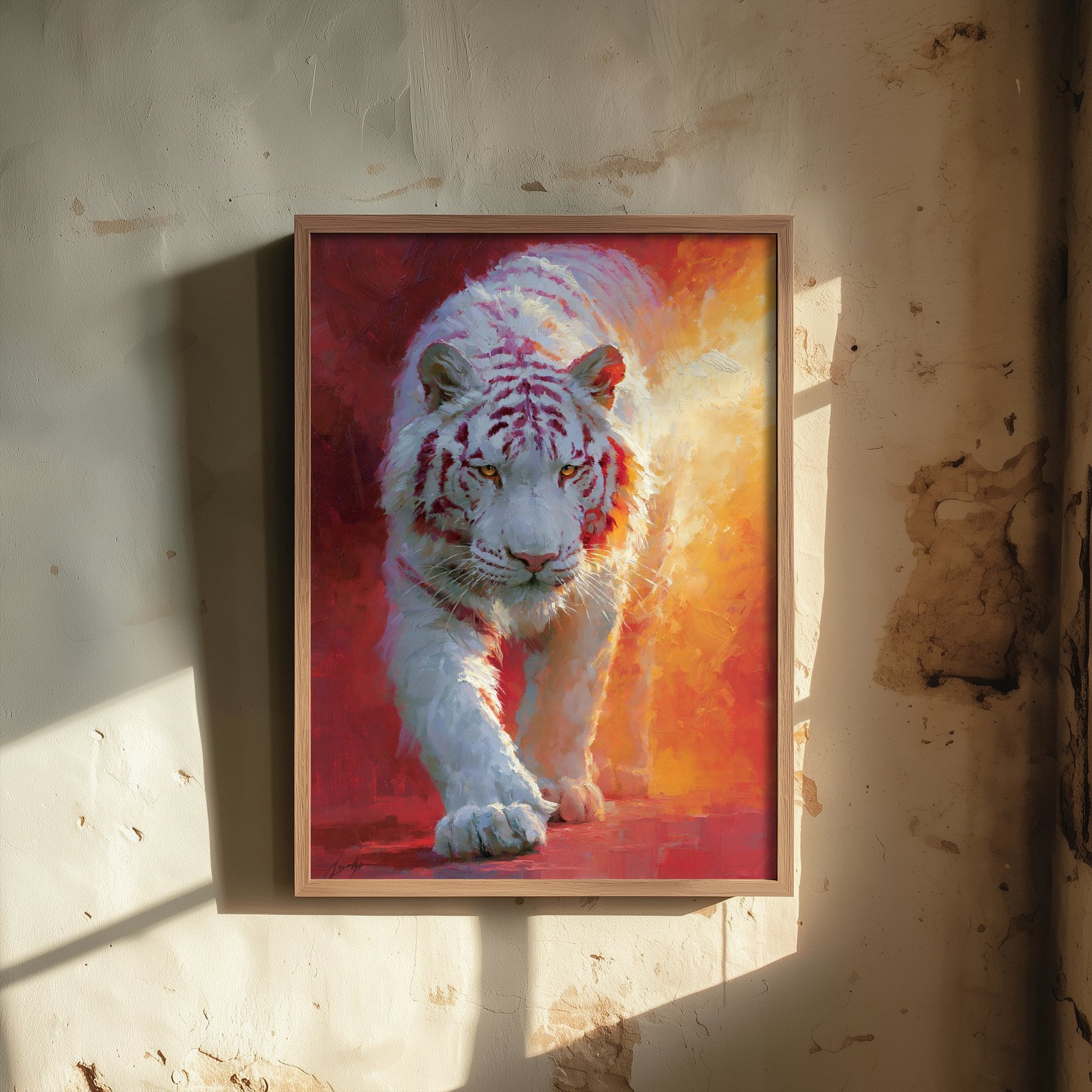 White Tiger Art Print - Big Cat Painting - Wildlife Poster