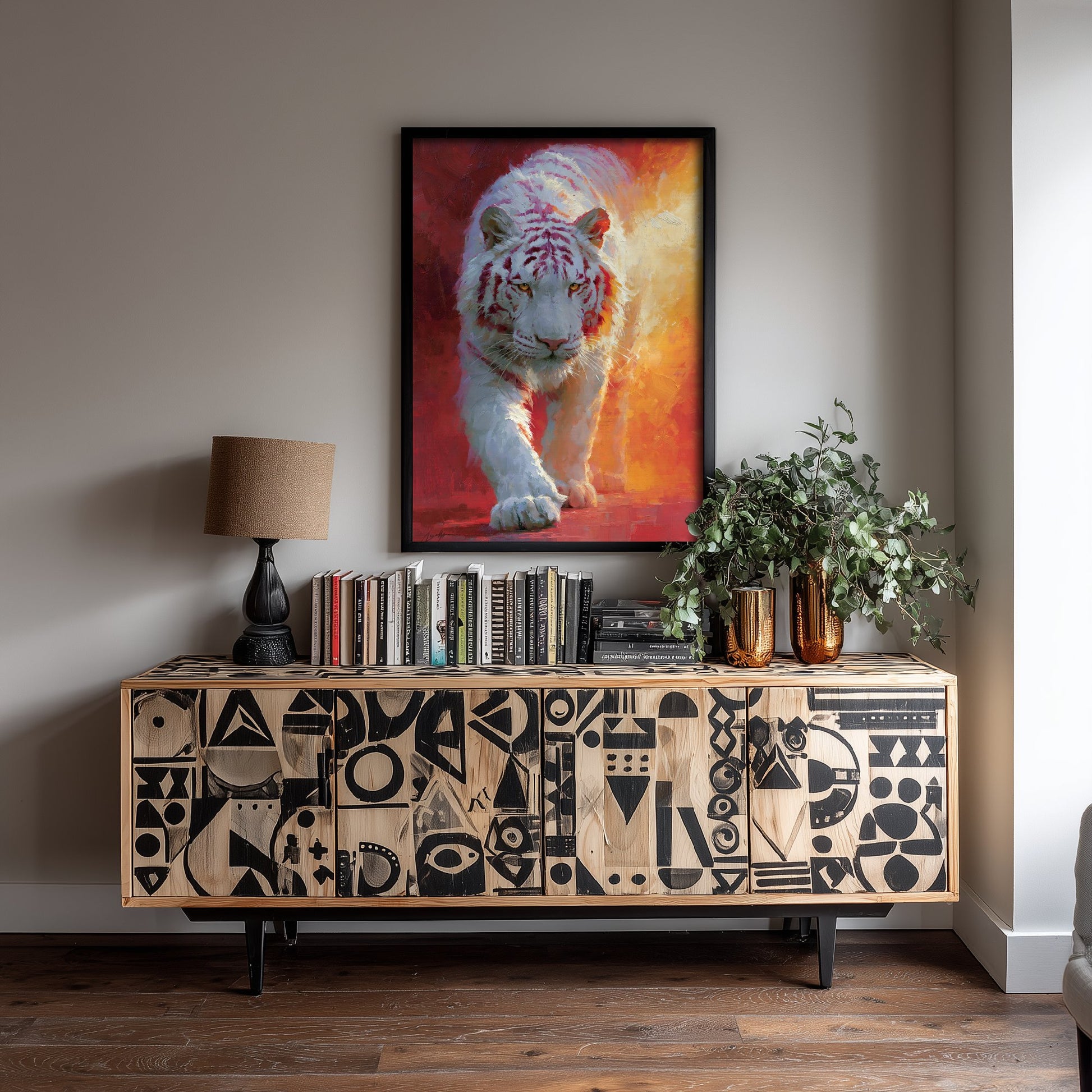 White Tiger Art Print - Big Cat Painting - Wildlife Poster