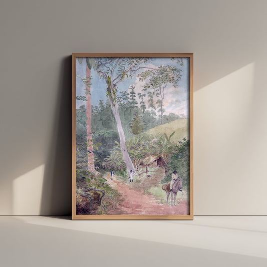 William Berryman - Plantain Walk (1810s) - Classic Painting Art Print - Jamaica Tropical Forest Path Palms Colonial Landscape Poster
