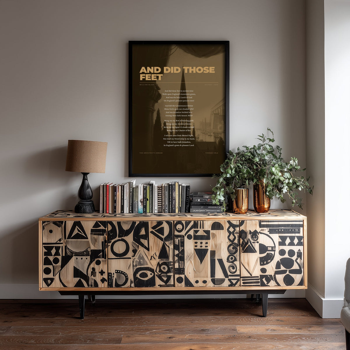 And Did Those Feet by William Blake Art Print - Jerusalem Hymn Full Poem Poster - English Poetry over Classic Painting