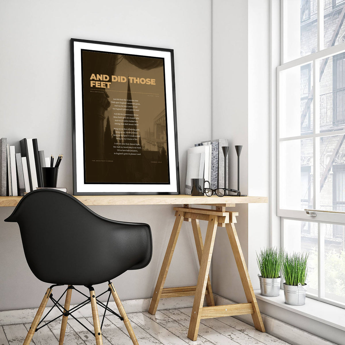 And Did Those Feet by William Blake Art Print - Jerusalem Hymn Full Poem Poster - English Poetry over Classic Painting