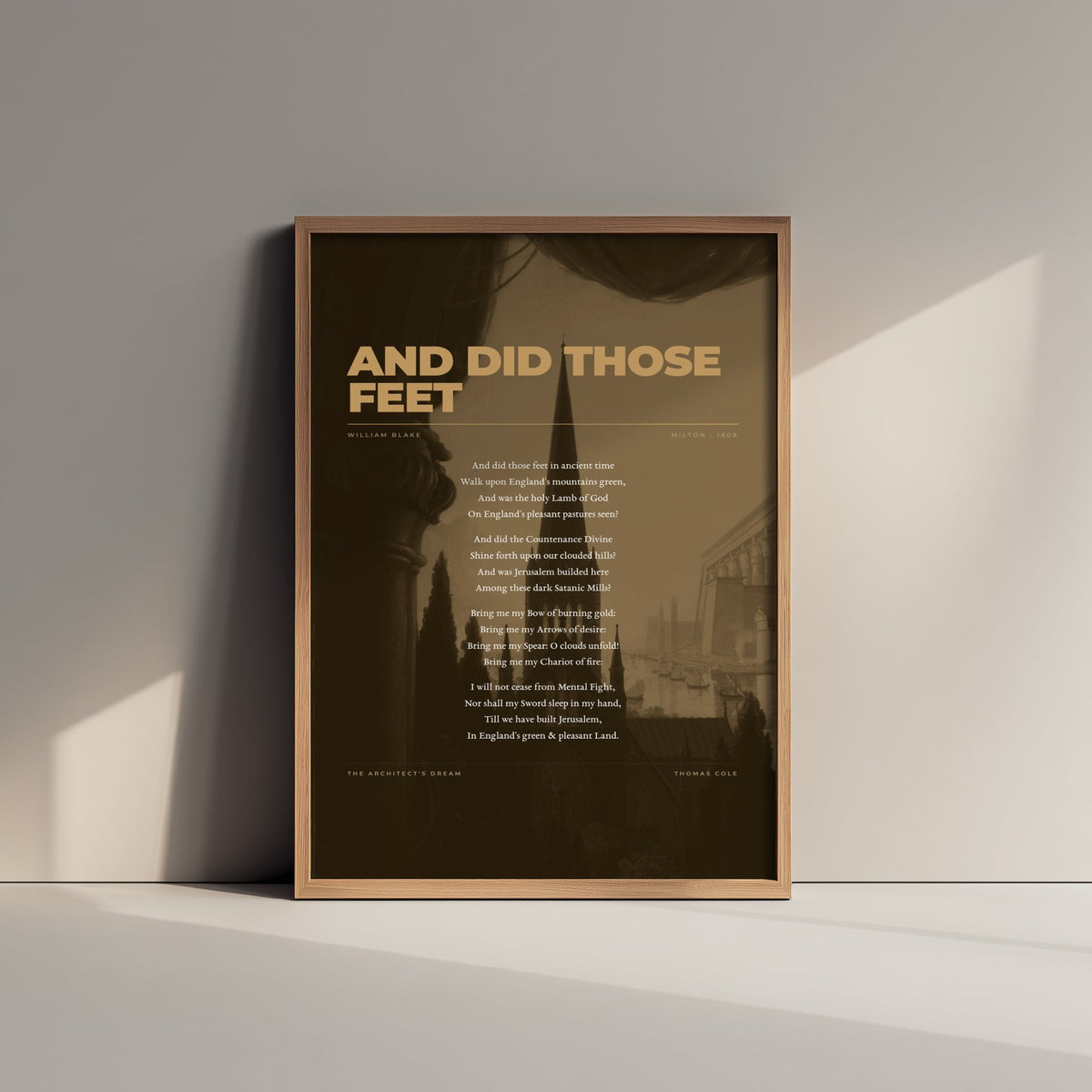 And Did Those Feet by William Blake Art Print - Jerusalem Hymn Full Poem Poster - English Poetry over Classic Painting