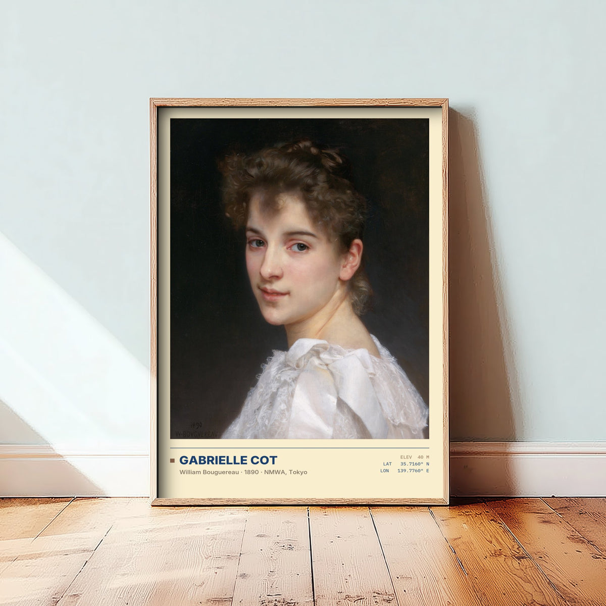 Gabrielle Cot by William Bouguereau Art Print - 1890 Academic Classic Painting Poster - Young Woman Portrait Tokyo Gallery Surveymono