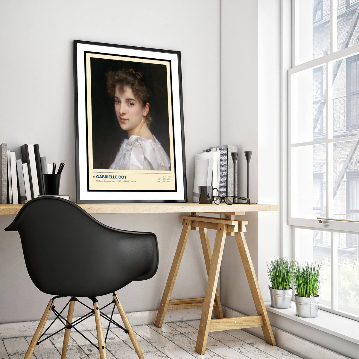 Gabrielle Cot by William Bouguereau Art Print - 1890 Academic Classic Painting Poster - Young Woman Portrait Tokyo Gallery Surveymono