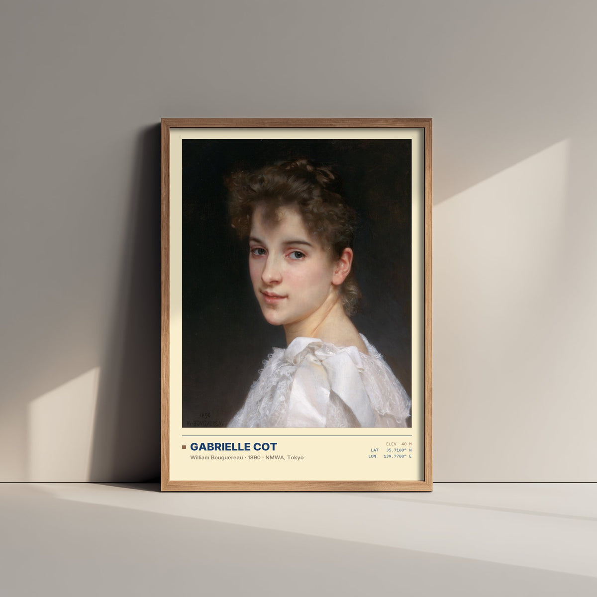 Gabrielle Cot by William Bouguereau Art Print - 1890 Academic Classic Painting Poster - Young Woman Portrait Tokyo Gallery Surveymono