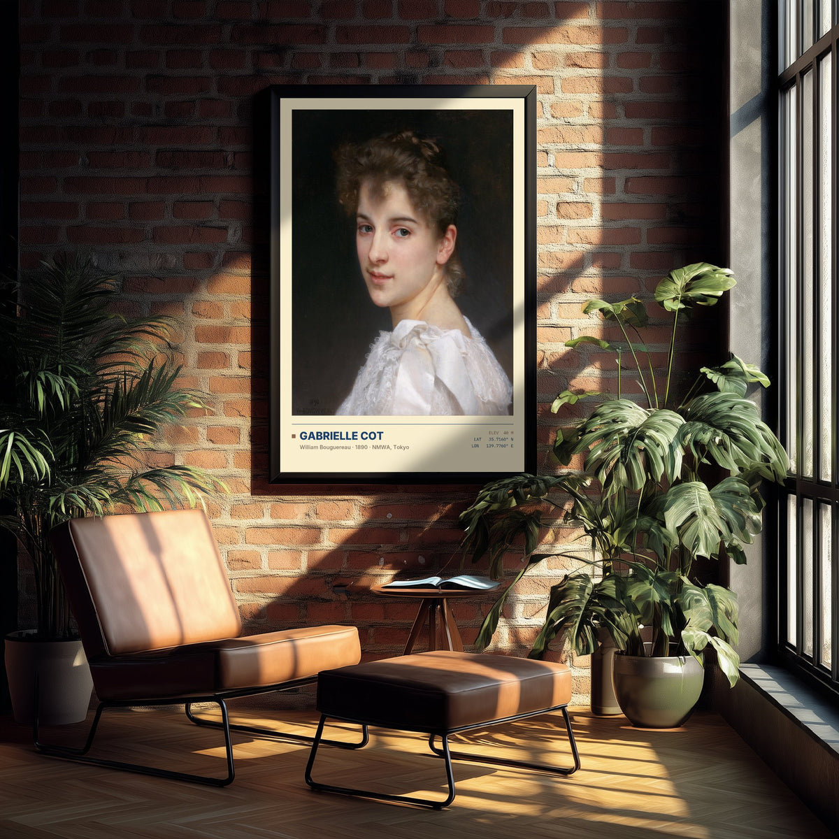 Gabrielle Cot by William Bouguereau Art Print - 1890 Academic Classic Painting Poster - Young Woman Portrait Tokyo Gallery Surveymono