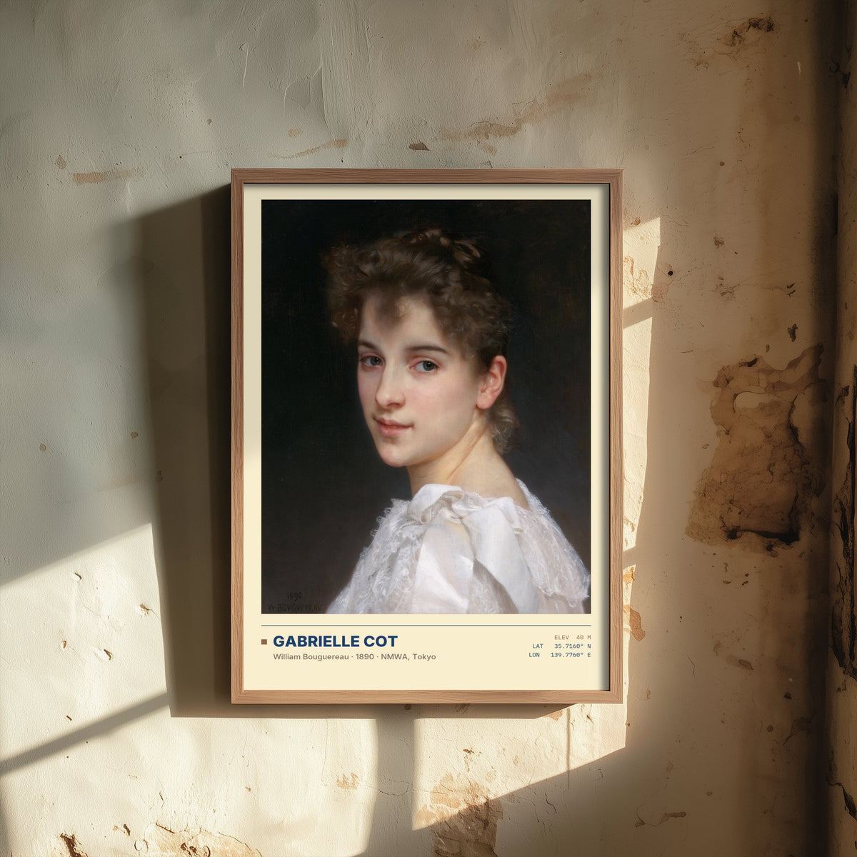 Gabrielle Cot by William Bouguereau Art Print - 1890 Academic Classic Painting Poster - Young Woman Portrait Tokyo Gallery Surveymono