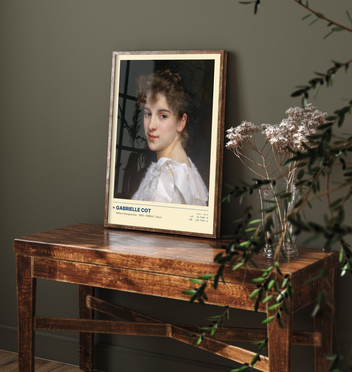 Gabrielle Cot by William Bouguereau Art Print - 1890 Academic Classic Painting Poster - Young Woman Portrait Tokyo Gallery Surveymono