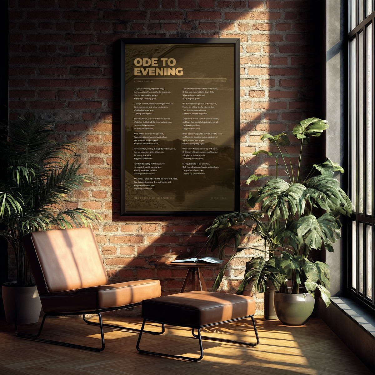 Ode to Evening by William Collins Art Print - Full Poem Poster - Twilight Poetry over Arno near Florence Classic Landscape Painting
