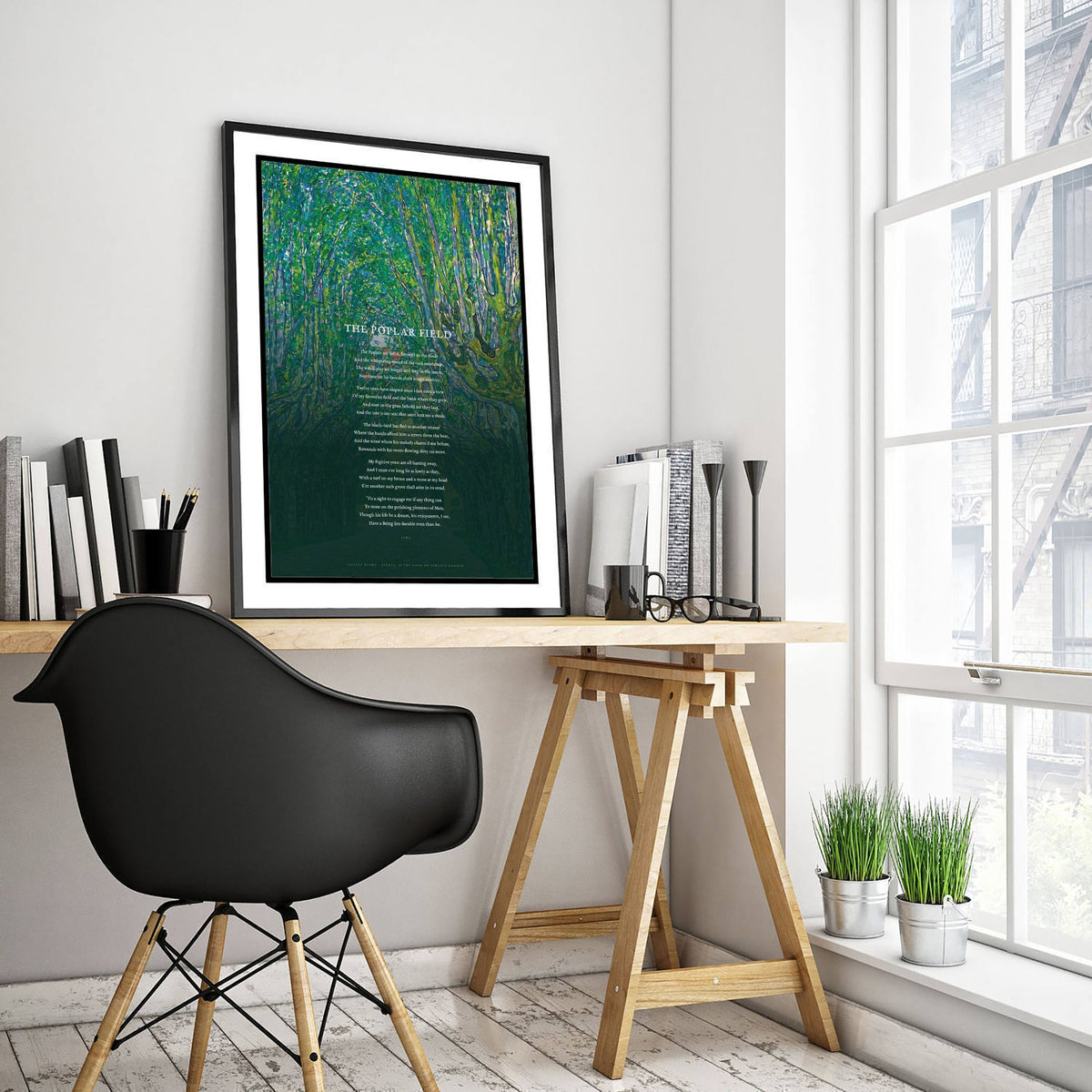 The Poplar Field by William Cowper Art Print - Full Poem over Klimt Avenue in the Park of Schloss Kammer Painting - Poetry Poster