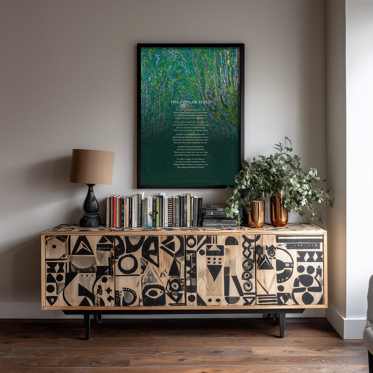 The Poplar Field by William Cowper Art Print - Full Poem over Klimt Avenue in the Park of Schloss Kammer Painting - Poetry Poster