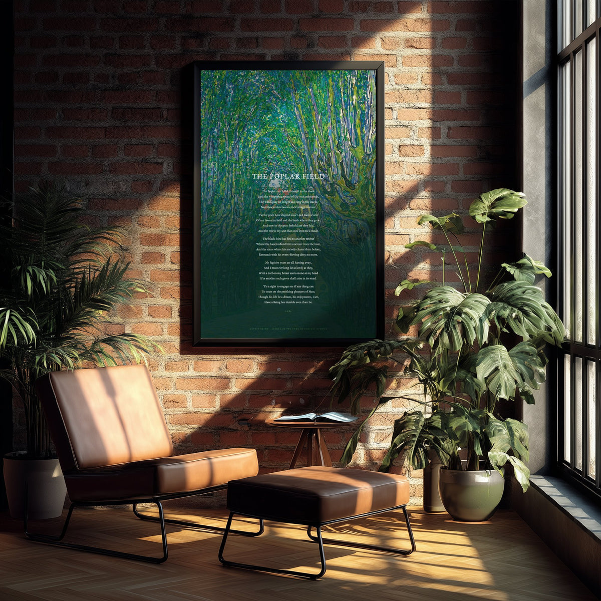 The Poplar Field by William Cowper Art Print - Full Poem over Klimt Avenue in the Park of Schloss Kammer Painting - Poetry Poster