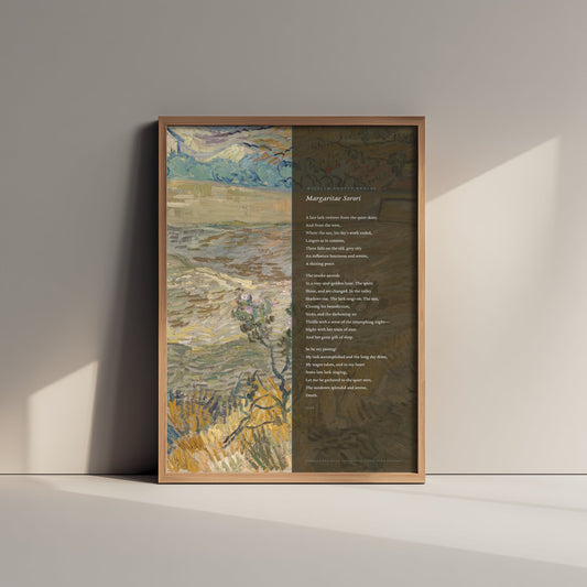 Margaritae Sorori by William Ernest Henley Art Print - Full Poem beside Van Gogh Enclosed Field Painting - A Late Lark Poetry Poster