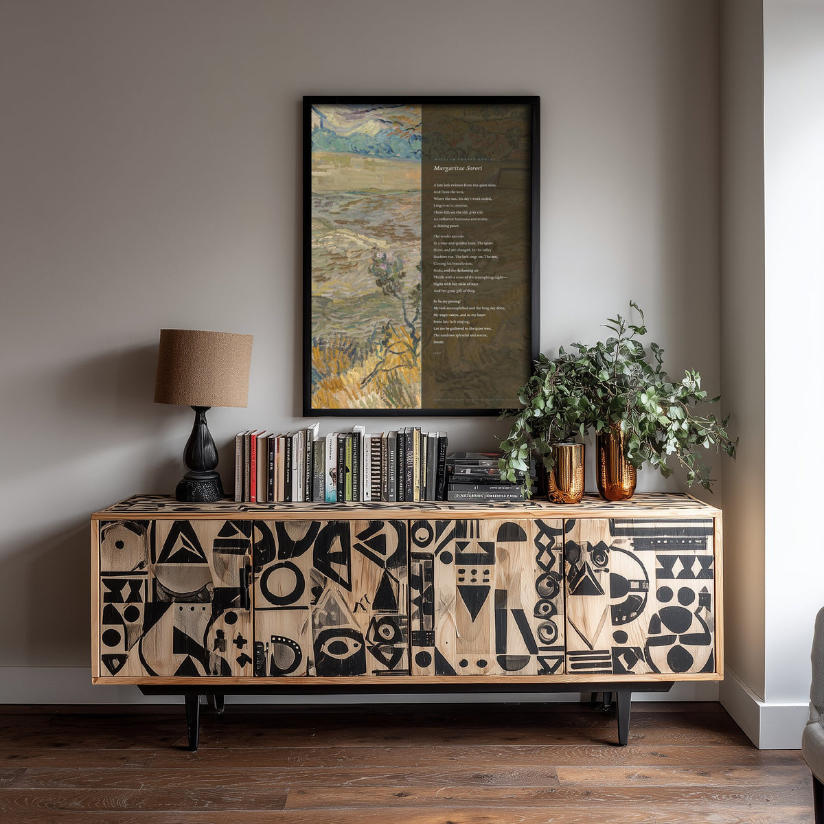 Margaritae Sorori by William Ernest Henley Art Print - Full Poem beside Van Gogh Enclosed Field Painting - A Late Lark Poetry Poster