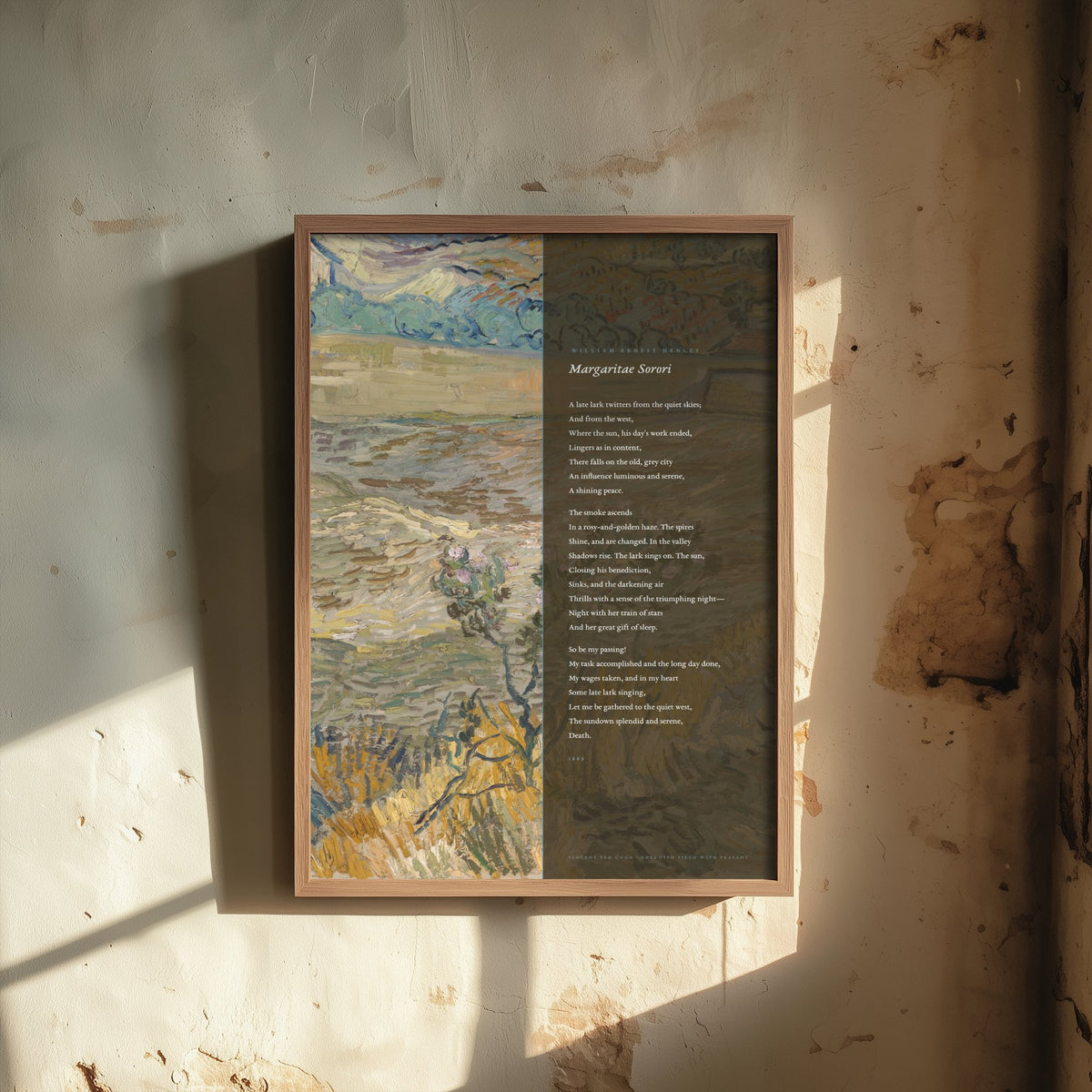 Margaritae Sorori by William Ernest Henley Art Print - Full Poem beside Van Gogh Enclosed Field Painting - A Late Lark Poetry Poster
