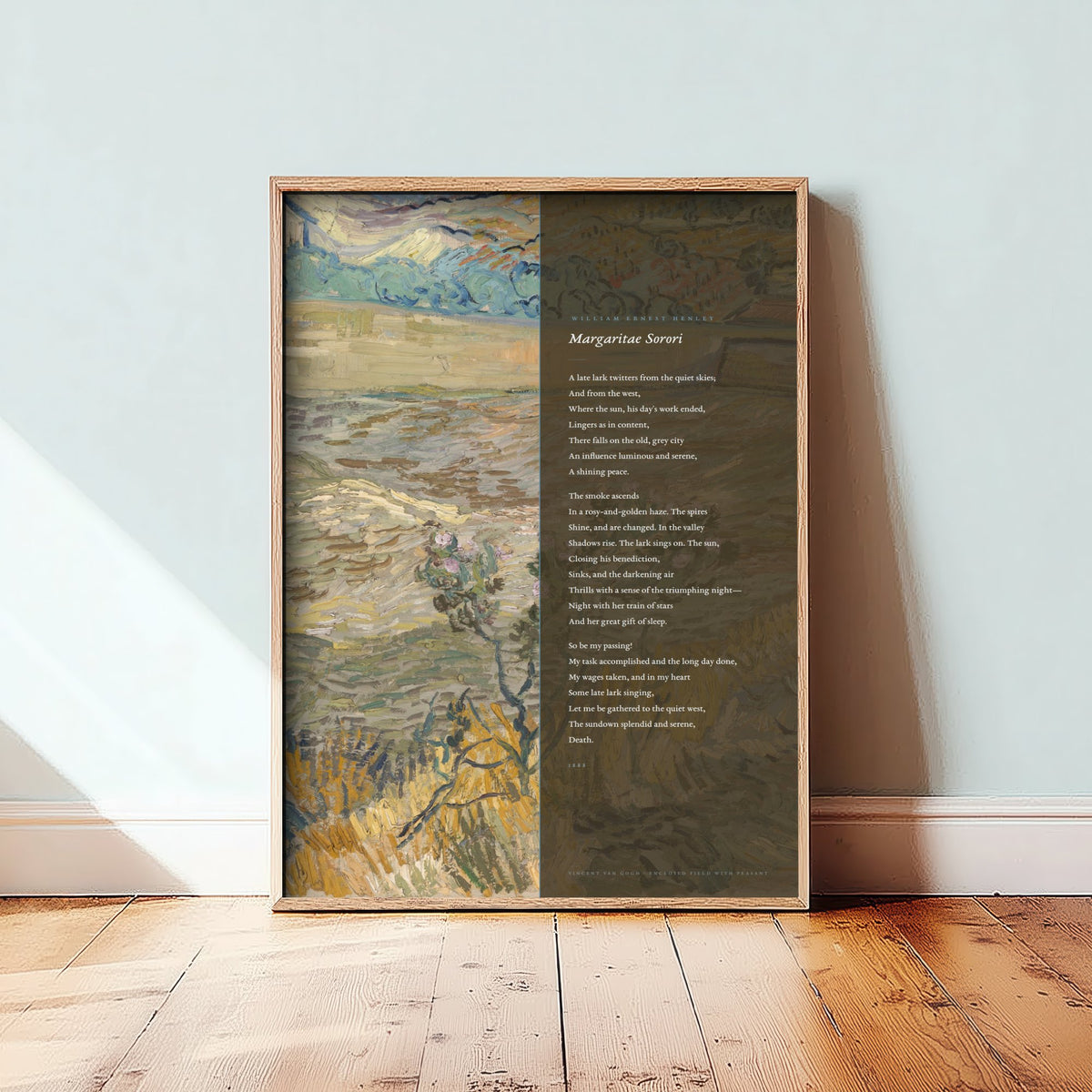 Margaritae Sorori by William Ernest Henley Art Print - Full Poem beside Van Gogh Enclosed Field Painting - A Late Lark Poetry Poster