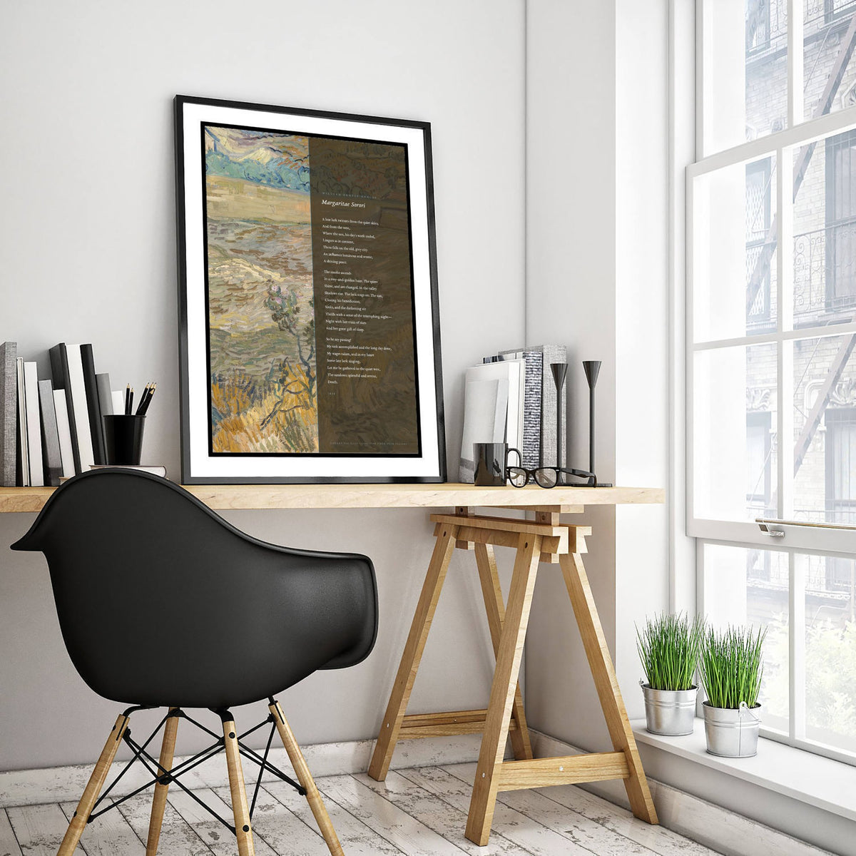 Margaritae Sorori by William Ernest Henley Art Print - Full Poem beside Van Gogh Enclosed Field Painting - A Late Lark Poetry Poster