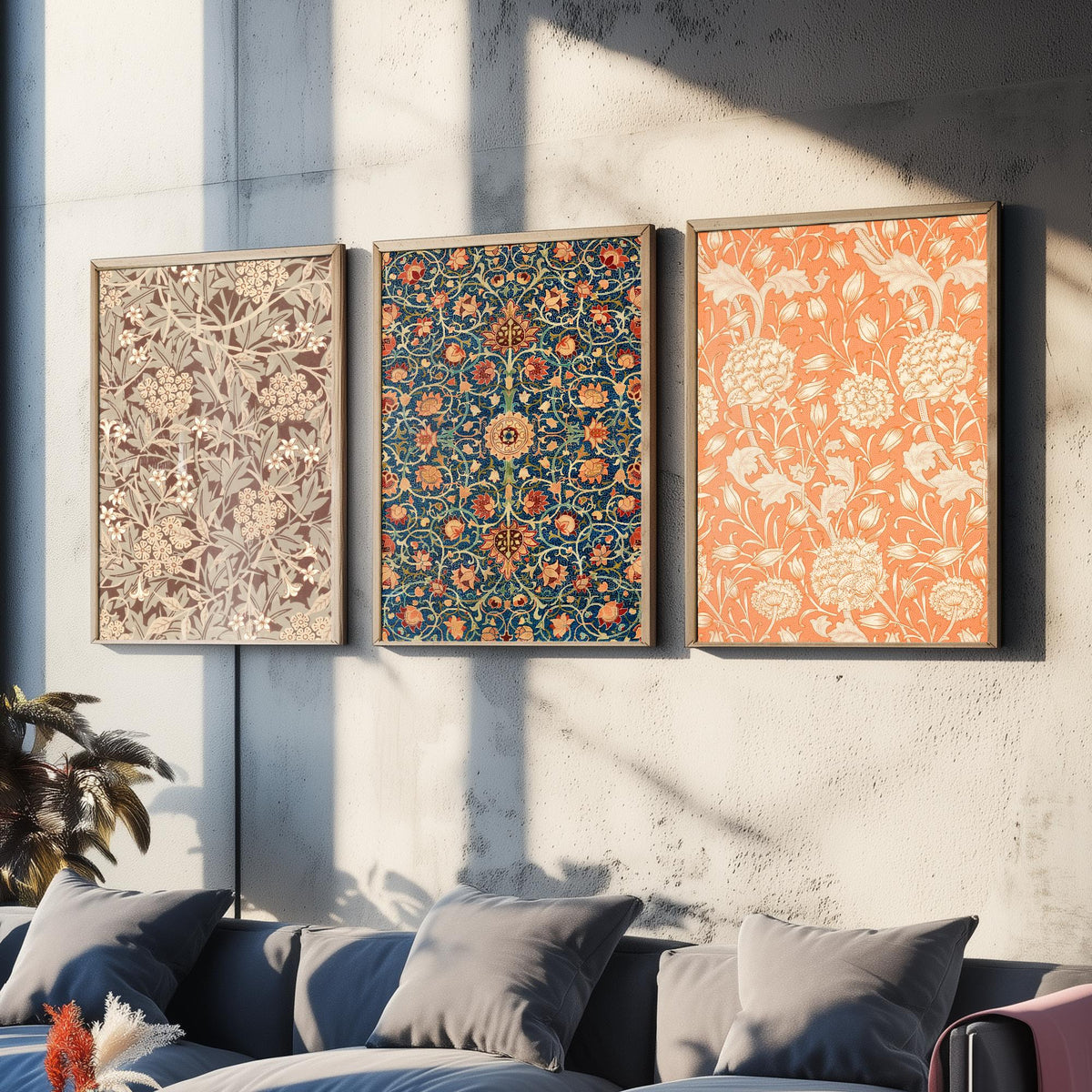 William Morris Holland Park Carpet Set of Three Art Prints - Jasmine, Wild Tulip - Arts and Crafts Pattern Poster Illustration