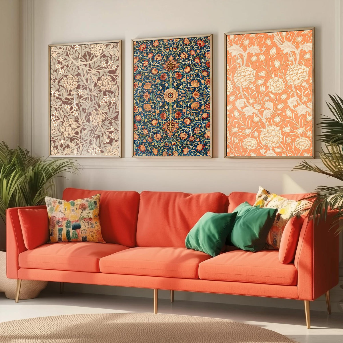 William Morris Holland Park Carpet Set of Three Art Prints - Jasmine, Wild Tulip - Arts and Crafts Pattern Poster Illustration