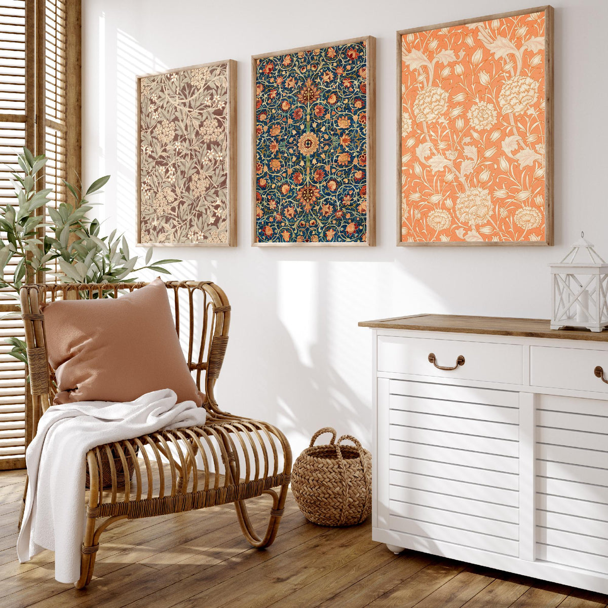 William Morris Holland Park Carpet Set of Three Art Prints - Jasmine, Wild Tulip - Arts and Crafts Pattern Poster Illustration