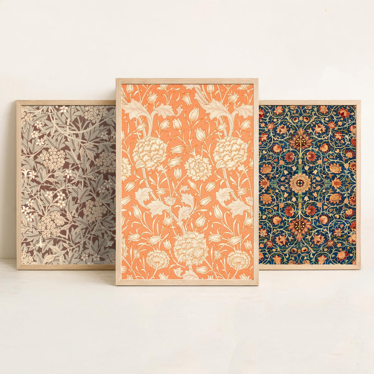 William Morris Holland Park Carpet Set of Three Art Prints - Jasmine, Wild Tulip - Arts and Crafts Pattern Poster Illustration