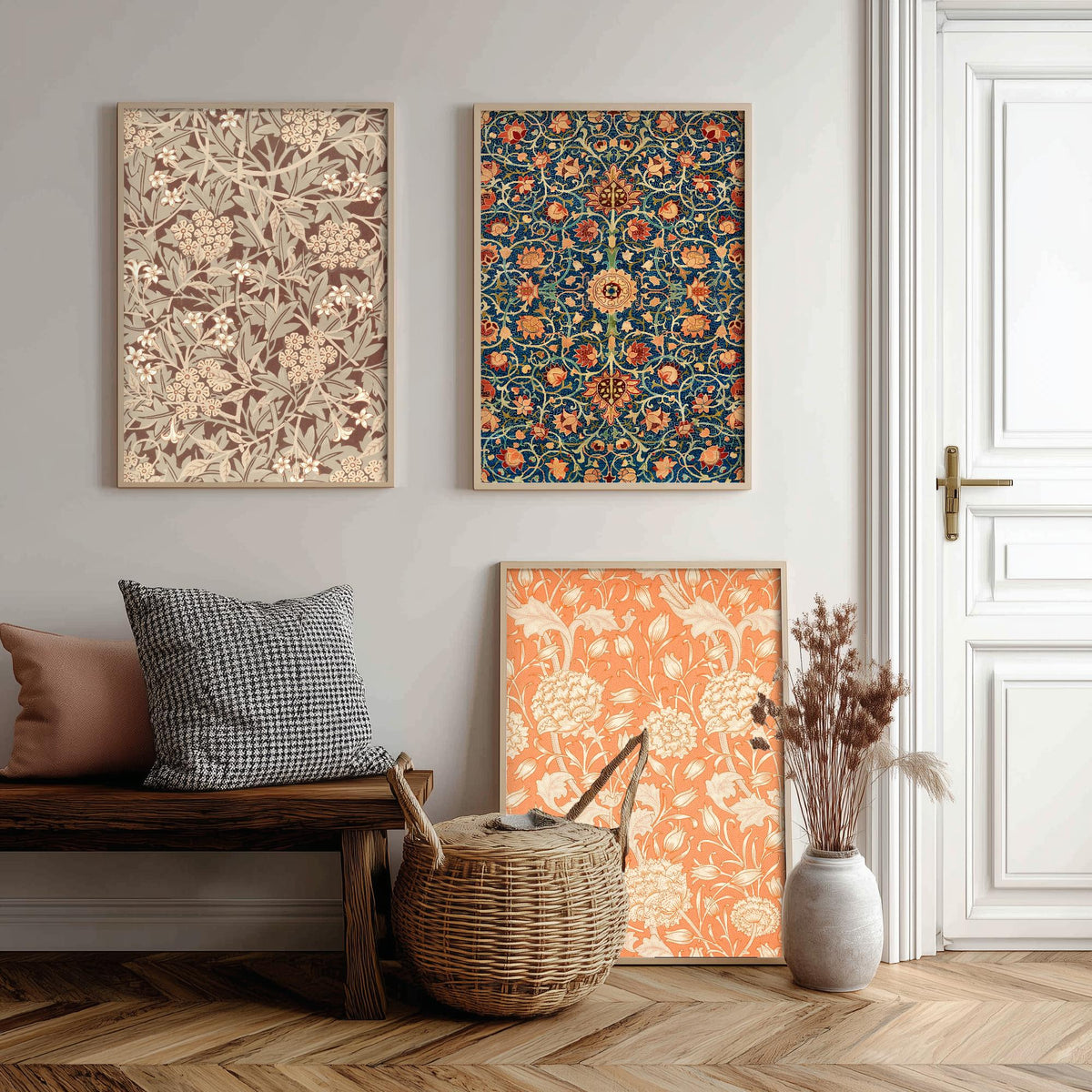 William Morris Holland Park Carpet Set of Three Art Prints - Jasmine, Wild Tulip - Arts and Crafts Pattern Poster Illustration